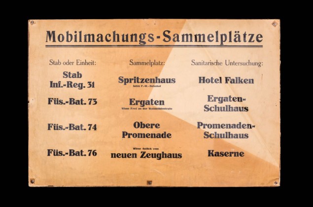 Instruktionen zur Mobilmachung im Thurgau für den Stab und die Truppen des Infanterie-Regiments 31 sowie der Füsilier Bataillone 73, 74 und 76 während des Ersten Weltkriegs
